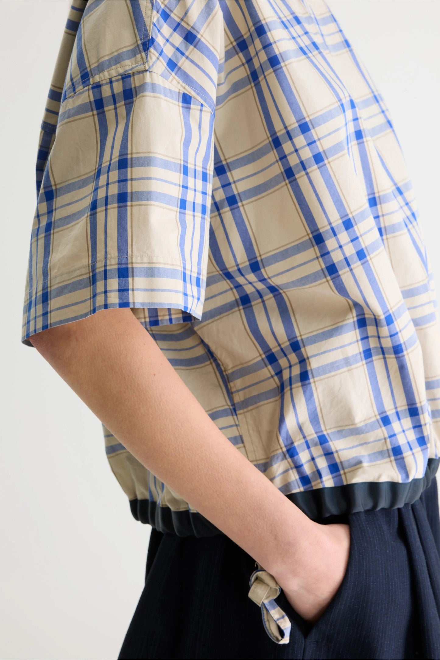 Bellerose | Gian Blouse - Boxy Cotton with Drawstring Hem Check-D