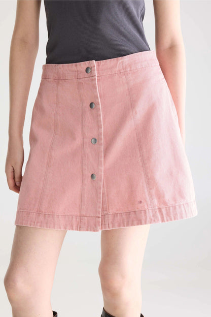Women's Skirt  Washed Denim Fabric - Faded Pink Vintage