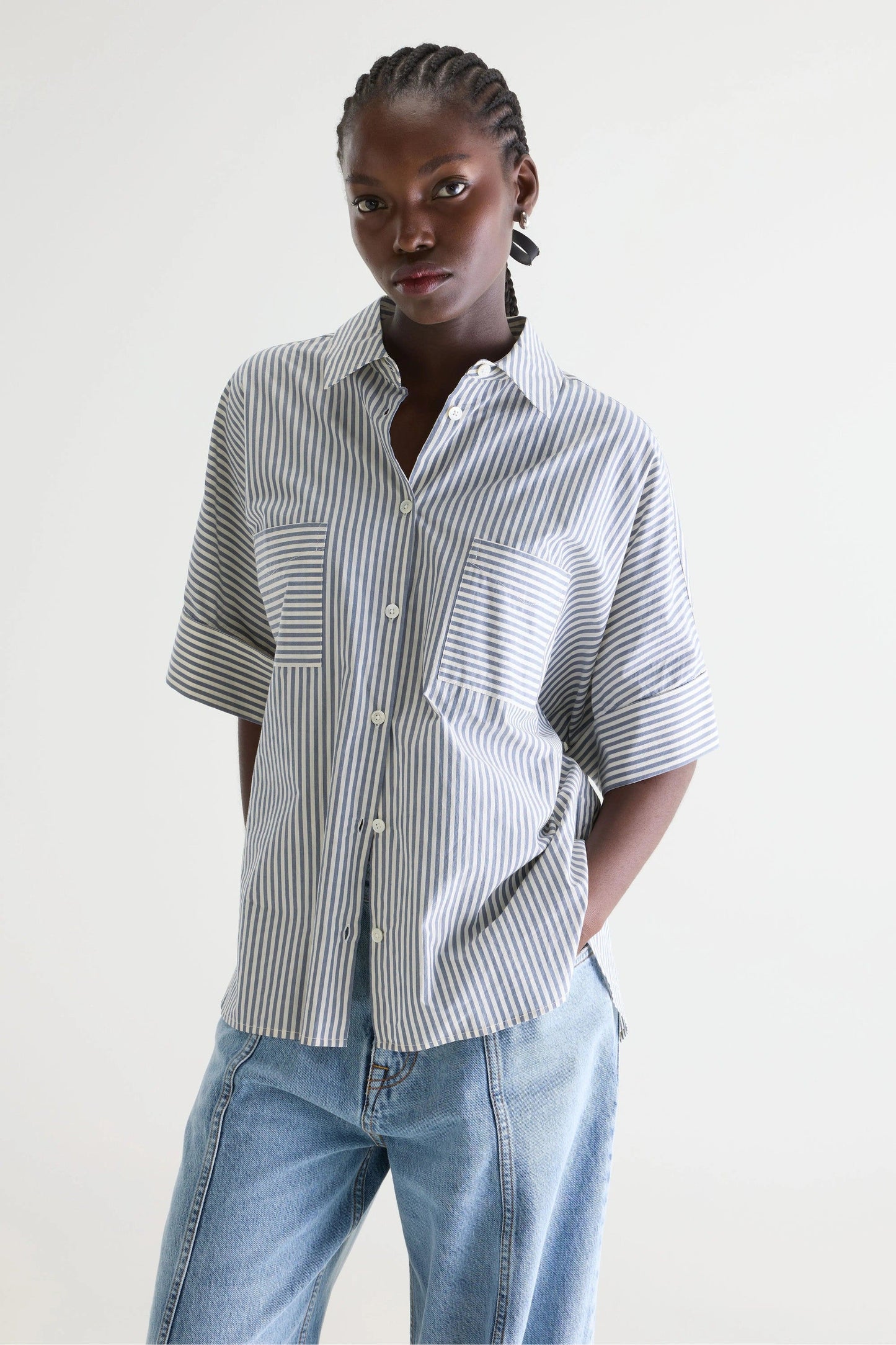 Bellerose | Relaxed Cotton Button-Down Shirt - Grey-Blue Stripe Stripe-B