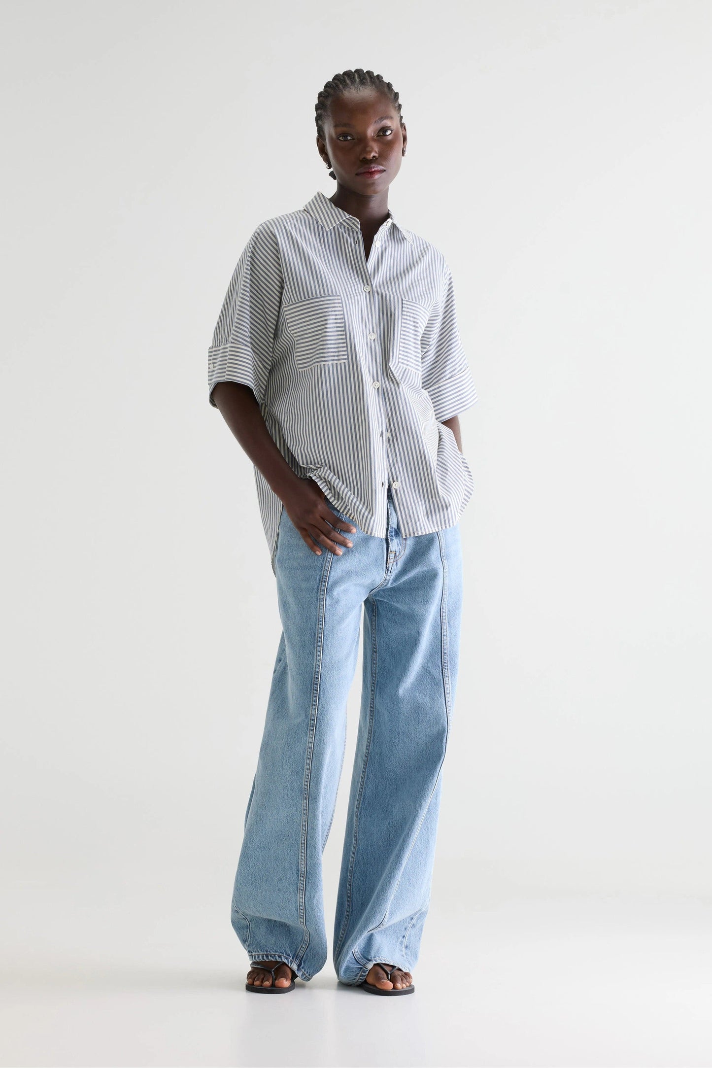 Bellerose | Relaxed Cotton Button-Down Shirt - Grey-Blue Stripe Stripe-B
