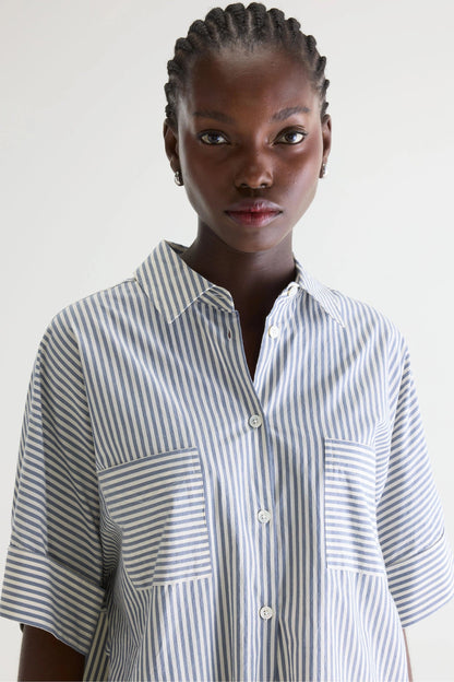 Bellerose | Relaxed Cotton Button-Down Shirt - Grey-Blue Stripe Stripe-B