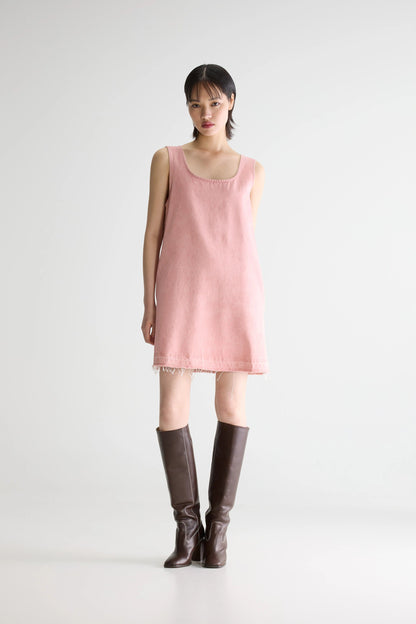 Women's Vintage Dress 100% Cotton Poplin - Stone Gray Heather Vintage-Stone-Wash