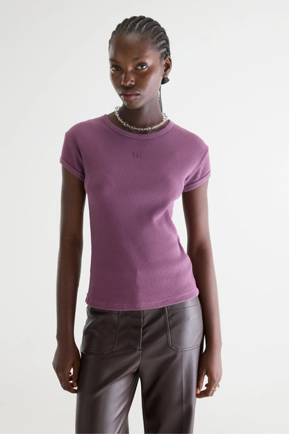 Bellerose | Mali Waffle-Knit T-Shirt - Dusty Plum Crocus