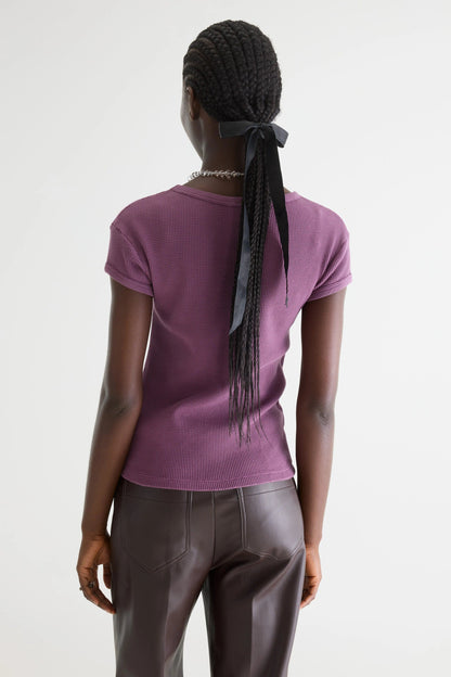 Bellerose | Mali Waffle-Knit T-Shirt - Dusty Plum Crocus