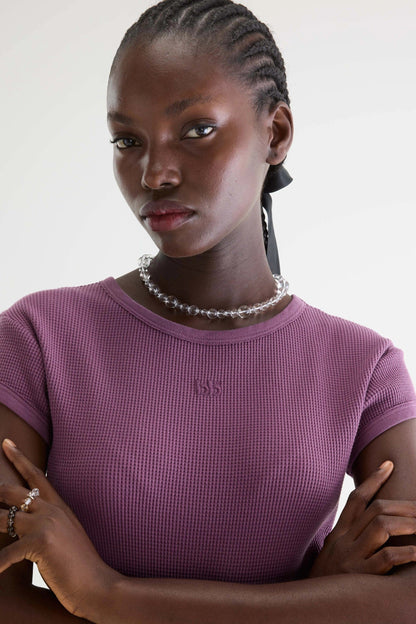 Bellerose | Mali Waffle-Knit T-Shirt - Dusty Plum Crocus