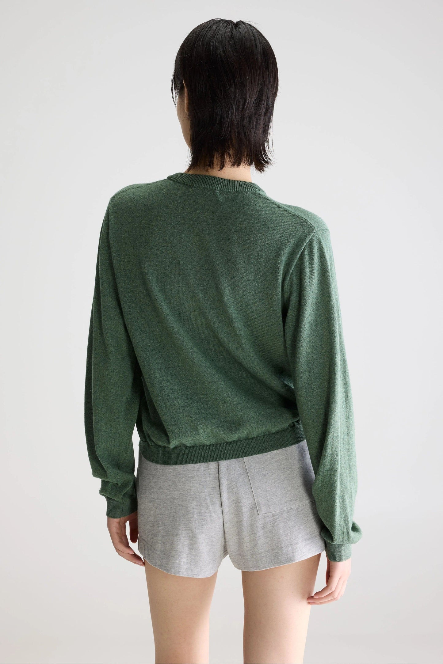 Bellerose | Gathered Crewneck Cardigan -  Green Thyme