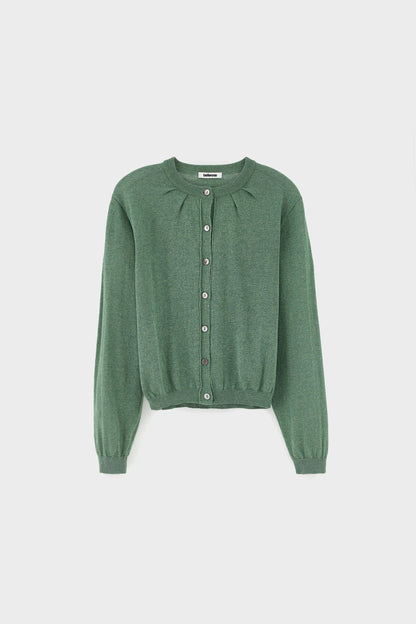 Bellerose | Gathered Crewneck Cardigan -  Green Thyme