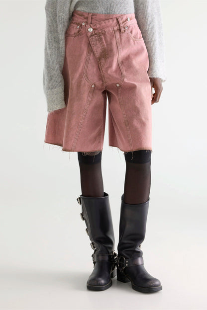 Bellerose | Crossover Waist Bermuda Shorts in Denim Dusty-Pink