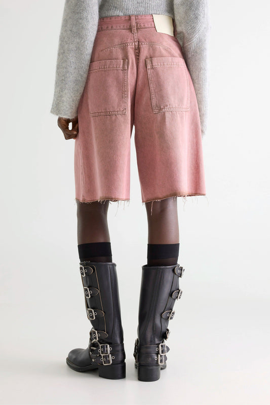 Bellerose | Crossover Waist Bermuda Shorts in Denim Dusty-Pink
