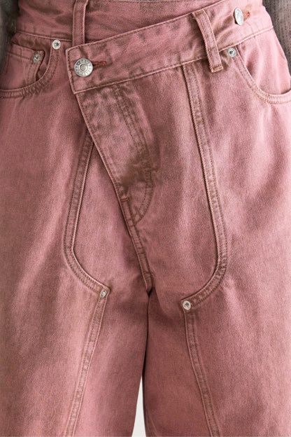 Bellerose | Crossover Waist Bermuda Shorts in Denim Dusty-Pink