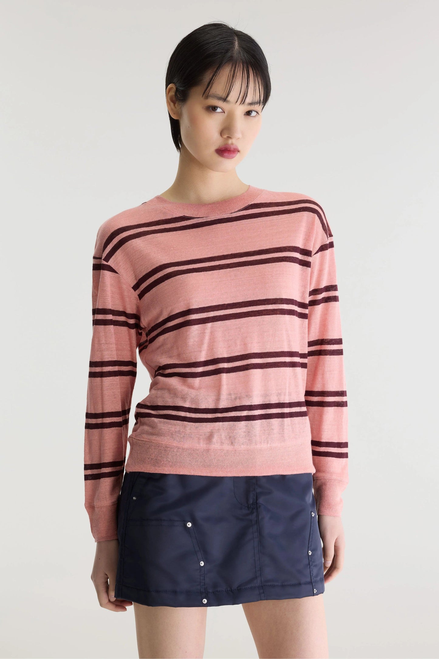 Bellerose | Star-Print Linen Jersey T-Shirt - Scoop Neck Stripe-A
