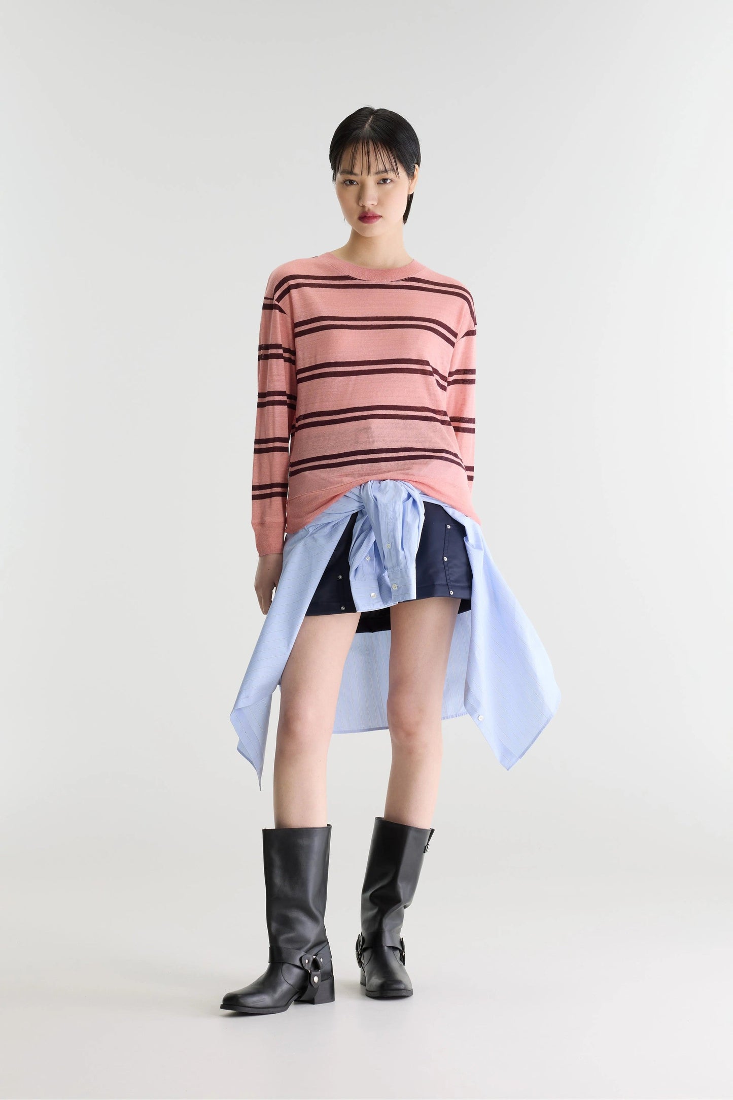 Bellerose | Star-Print Linen Jersey T-Shirt - Scoop Neck Stripe-A