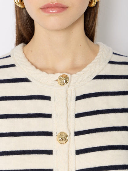 Cardigan 20mgloria Offwhite-navy-Stripe