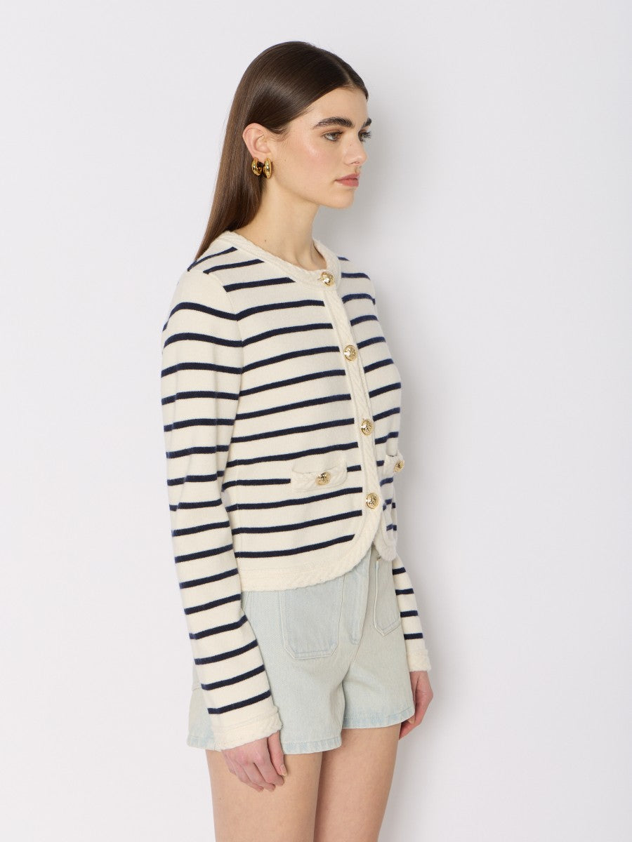 Cardigan 20mgloria Offwhite-navy-Stripe