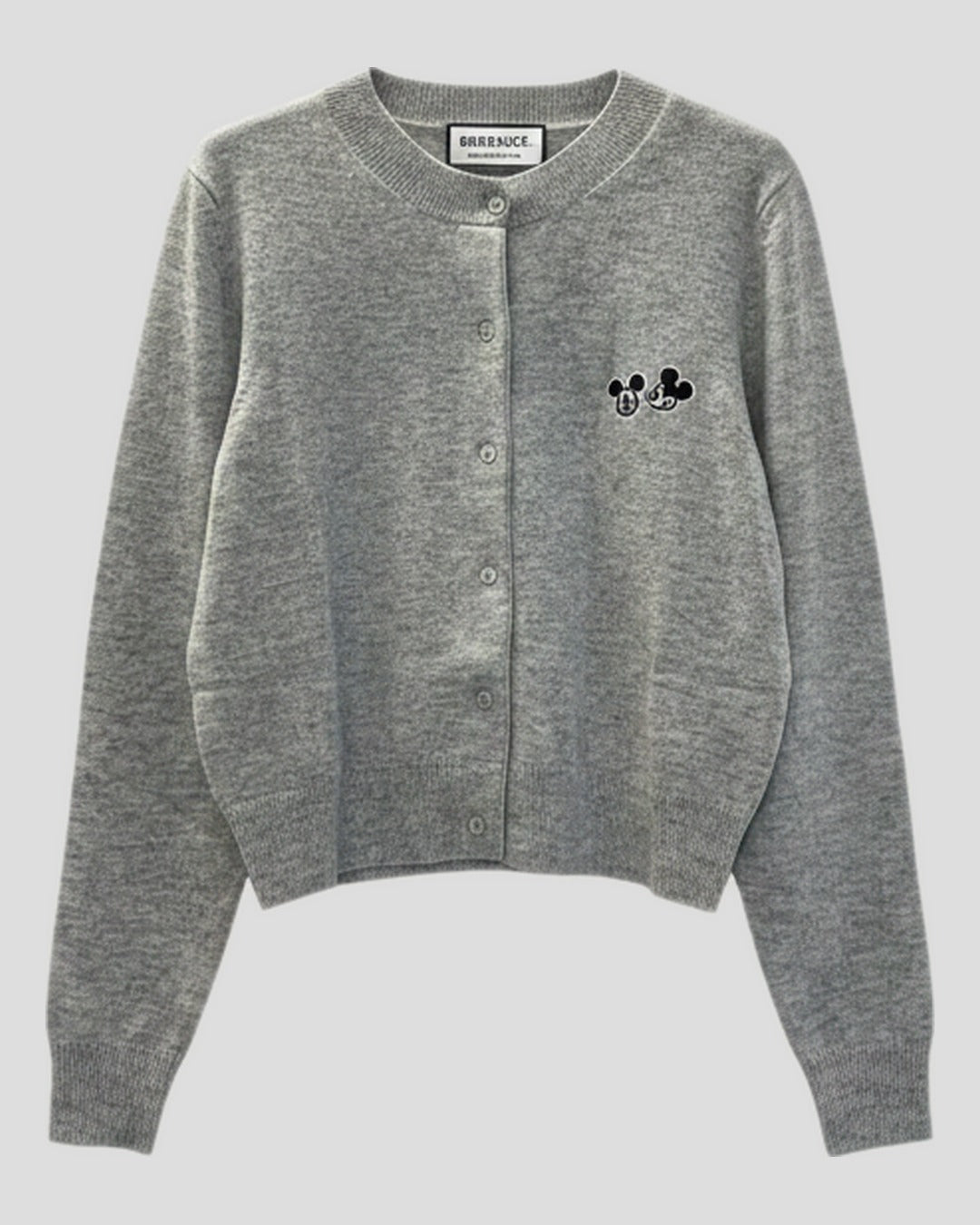 Berenice | Merino Wool Patch Cardigan - Grey-Melange