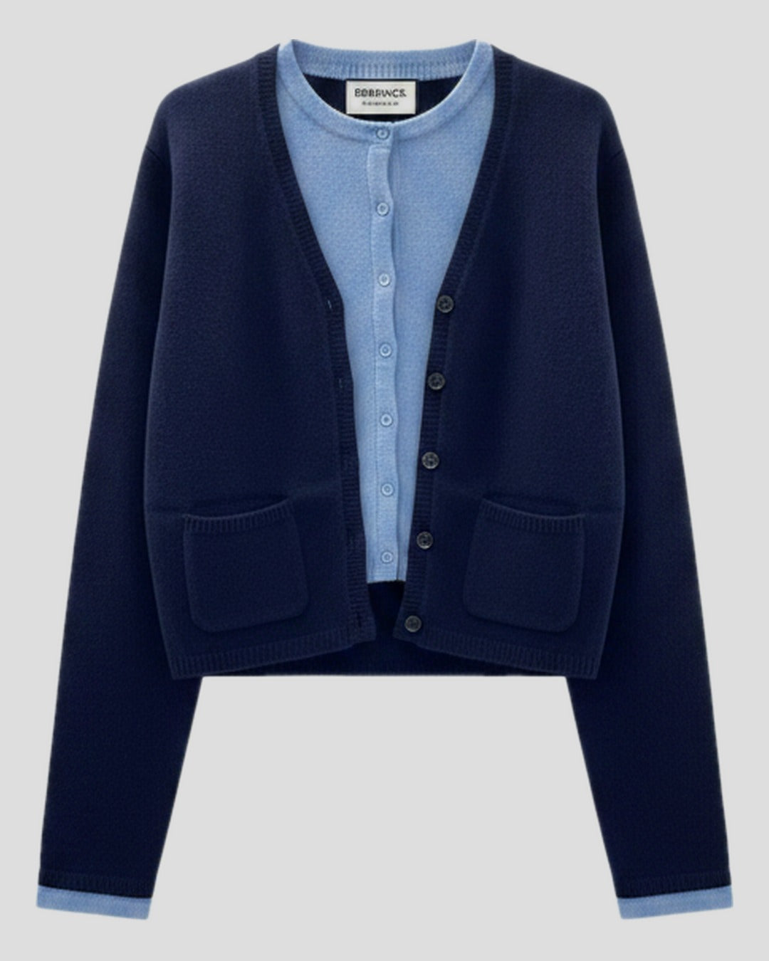Berenice | Double-Layer Cashmere Cardigan - Blue-Mix