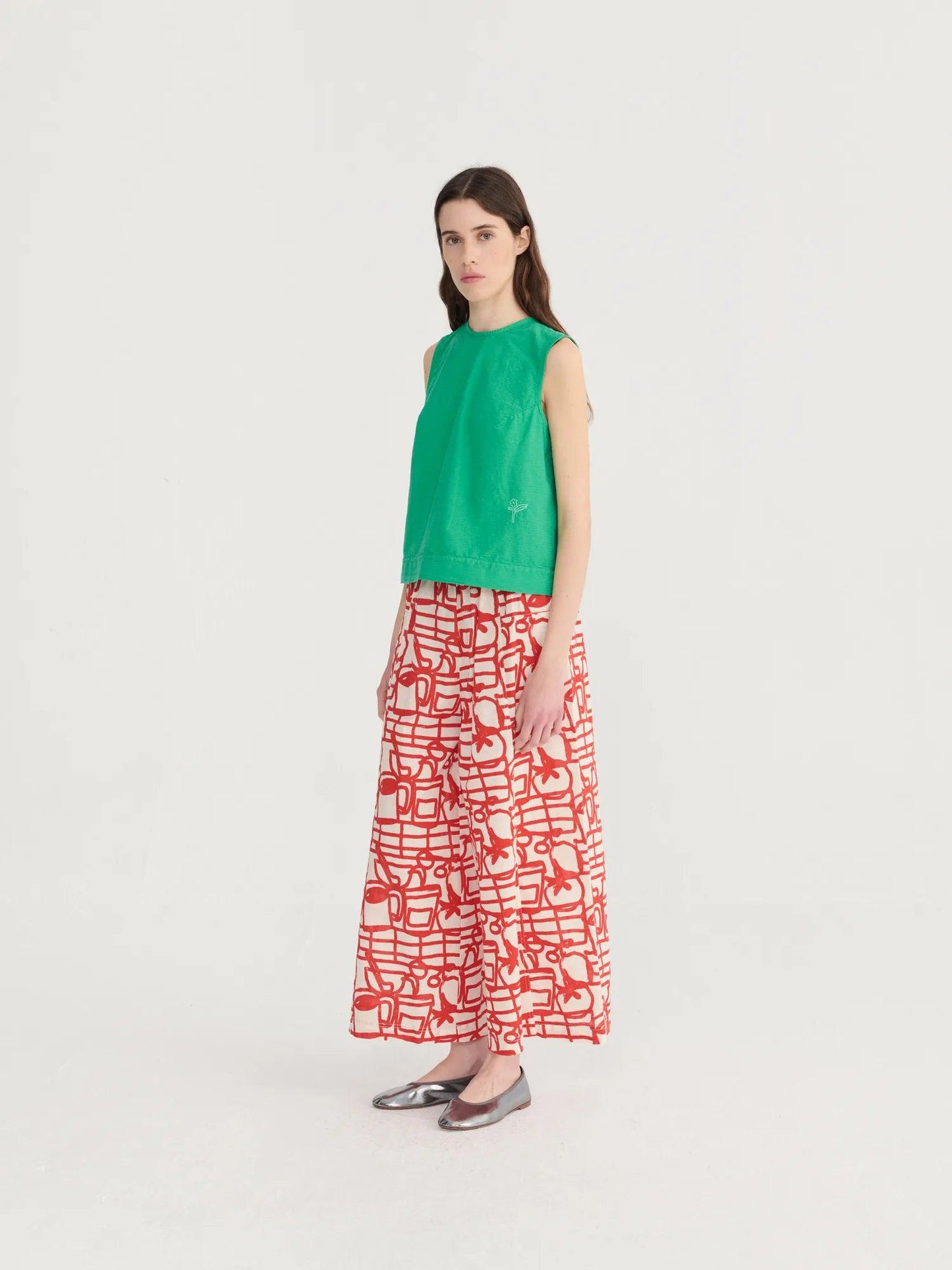 BOBO CHOSES | Cropped Flared Organic Cotton Pants - Red