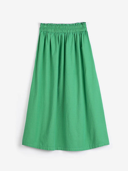 BOBO CHOSES | Flared Midi Skirt in Green - Relaxed Fit