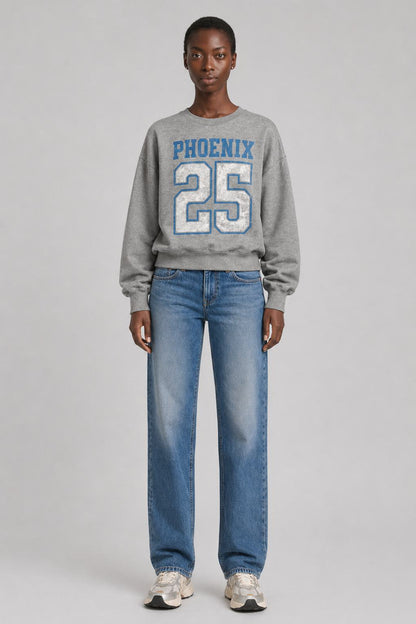 BOWERY | PHOENIX Cropped Sweatshirt - Grey-Melange
