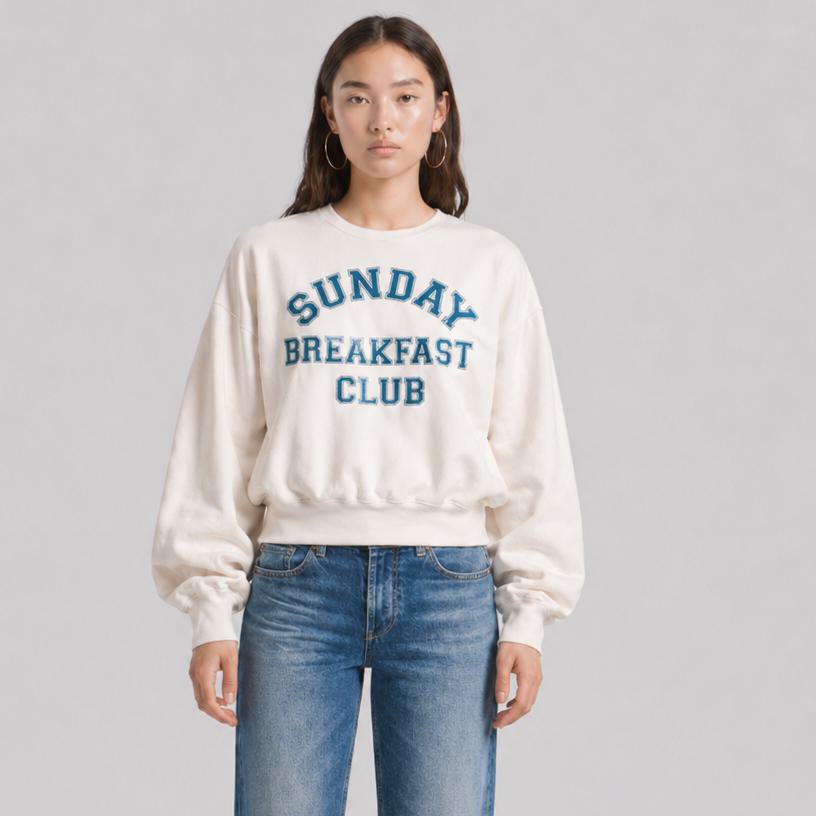 BOWERY | Sunday Breakfast Graphic Sweatshirt - Oversized Terry Off-White