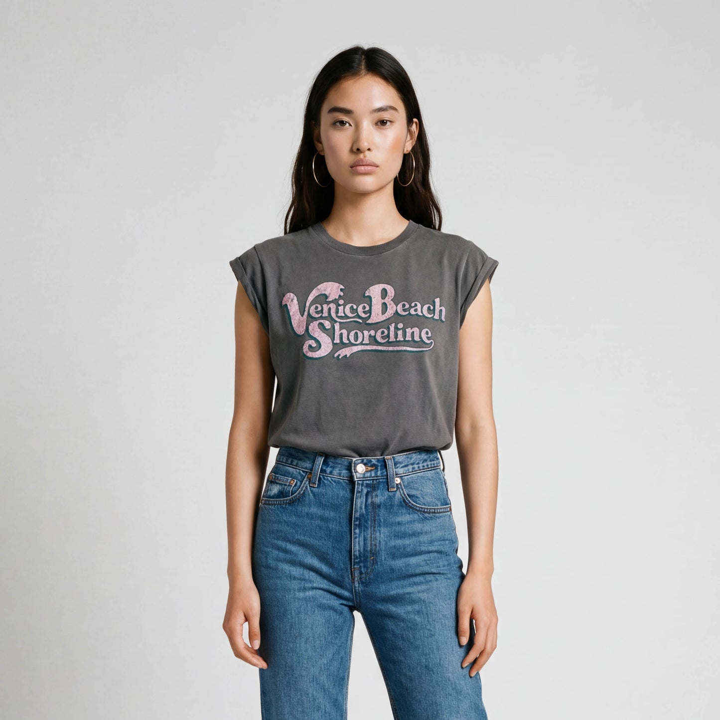 BOWERY | Venice Beach Shoreline Rolled-Up T-Shirt - Vintage Graphic