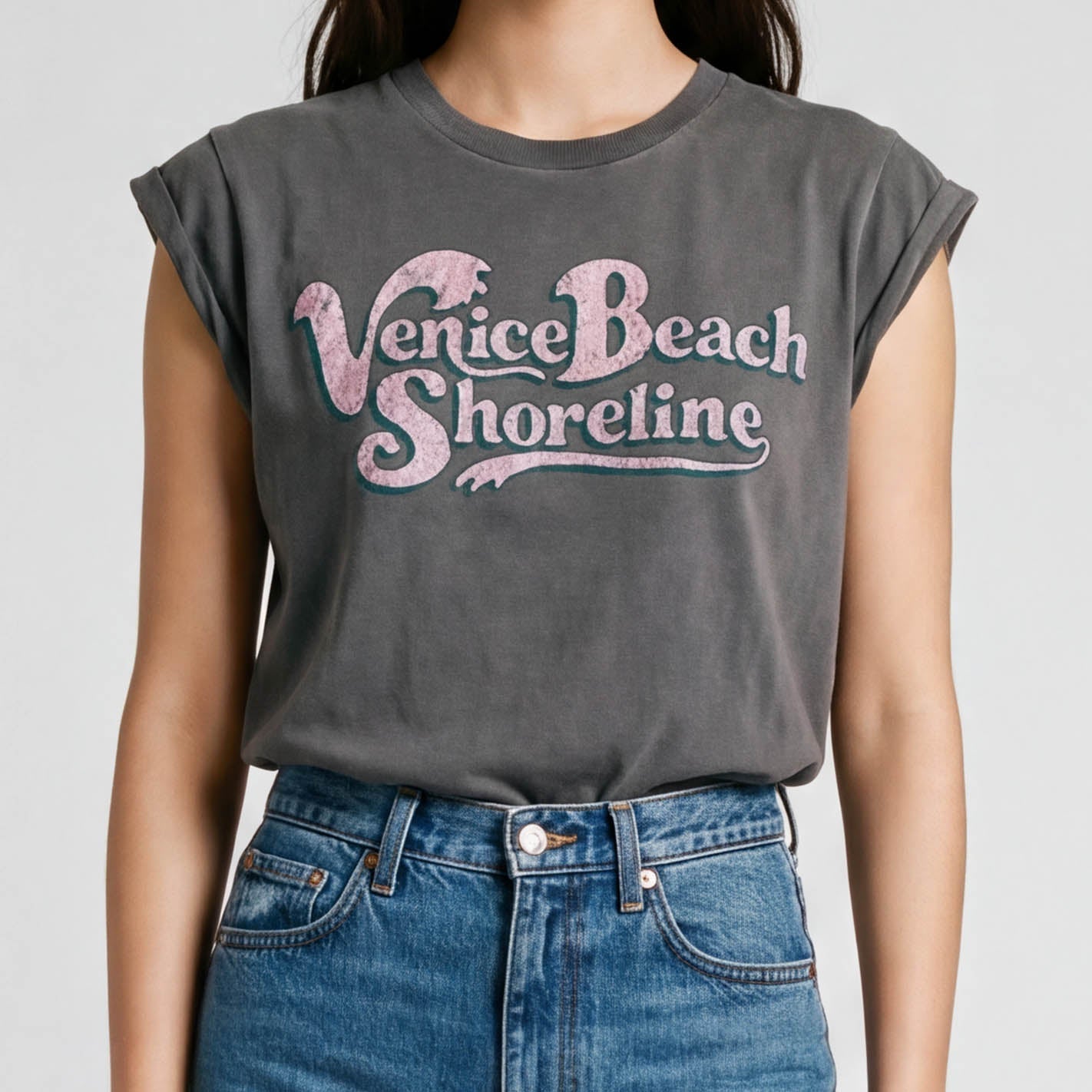 BOWERY | Venice Beach Shoreline Rolled-Up T-Shirt - Vintage Graphic