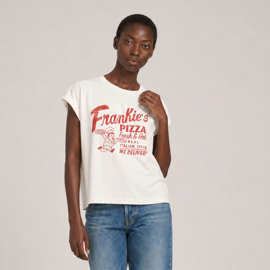 BOWERY | Frankie’s Pizzarolled Up T-Shirt - Vintage White