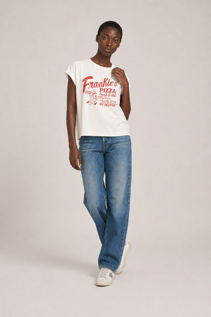 BOWERY | Frankie’s Pizzarolled Up T-Shirt - Vintage White