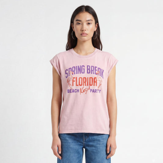 BOWERY | Women Graphic T-Shirt in Flamingo Pink - Premium Soft Jersey