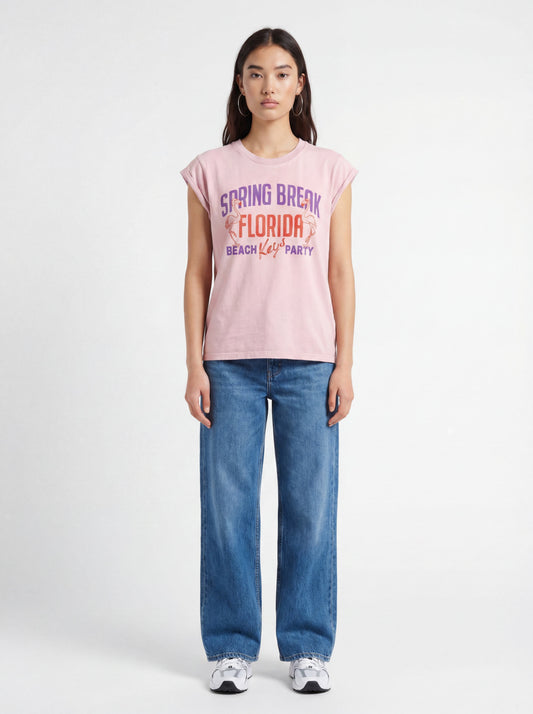 BOWERY | Women Graphic T-Shirt in Flamingo Pink - Premium Soft Jersey