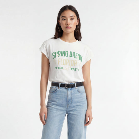 Bowery | Spring Break Florida Rolled Up T-Shirt - White