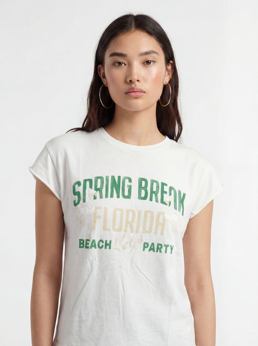 Bowery | Spring Break Florida Rolled Up T-Shirt - White