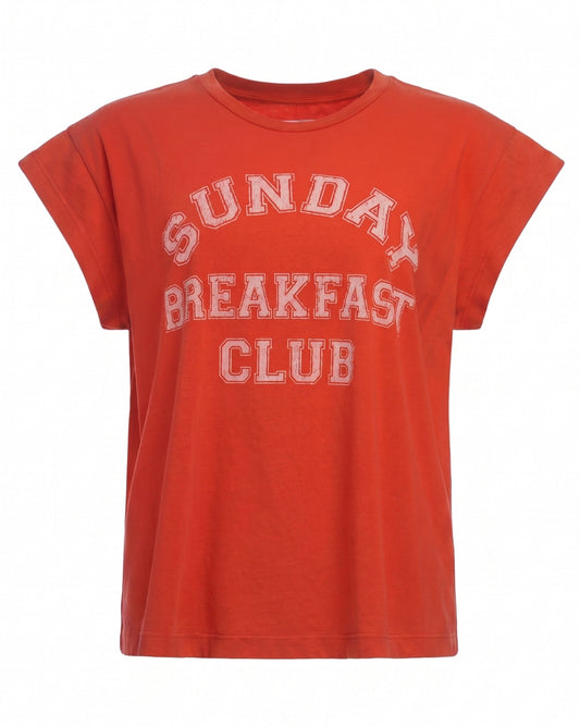 BOWERY | Sunday Breakfast Club Oversized Graphic Tee - Vintage-Grenadine