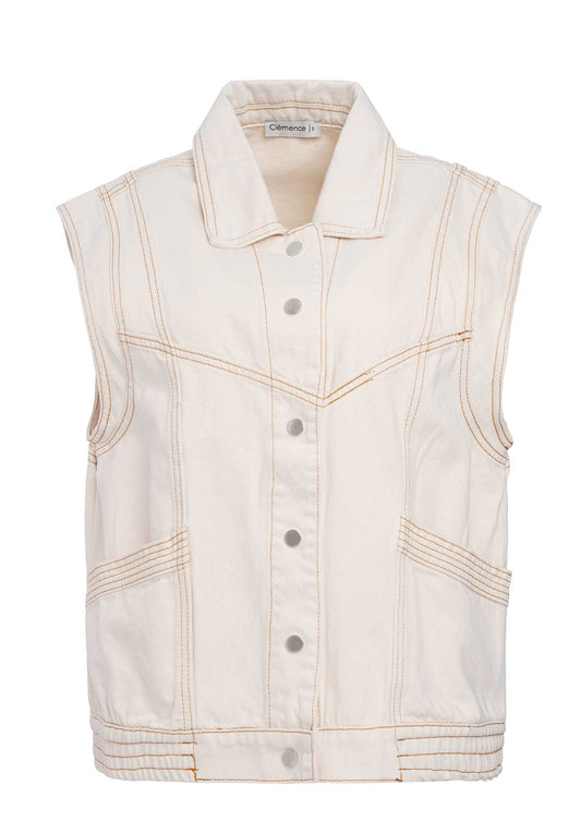Denim Gilet Eliza Ecru