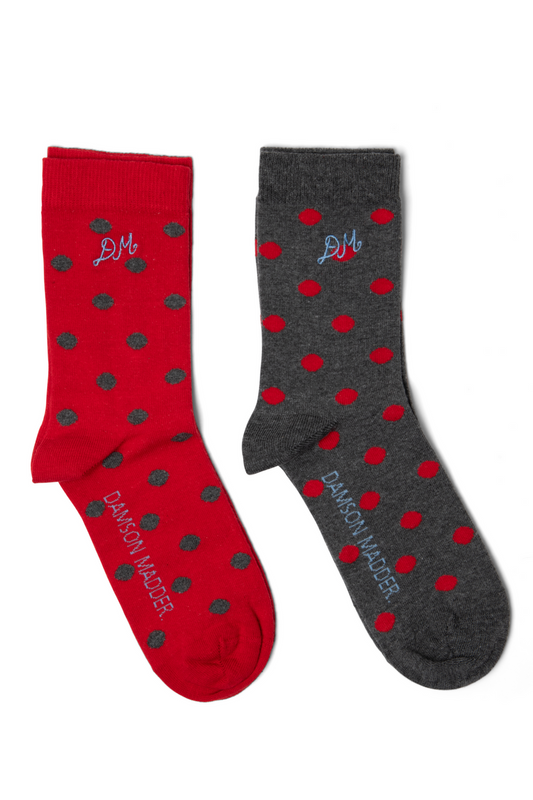 Socks 2 Pack Socks Red-Black-Spot