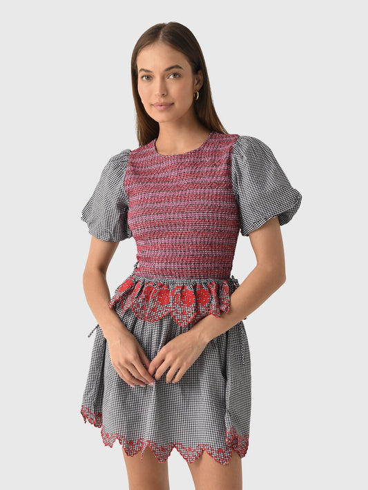 Damson Madder | Audrey Mini Dress - Black Organic Cotton