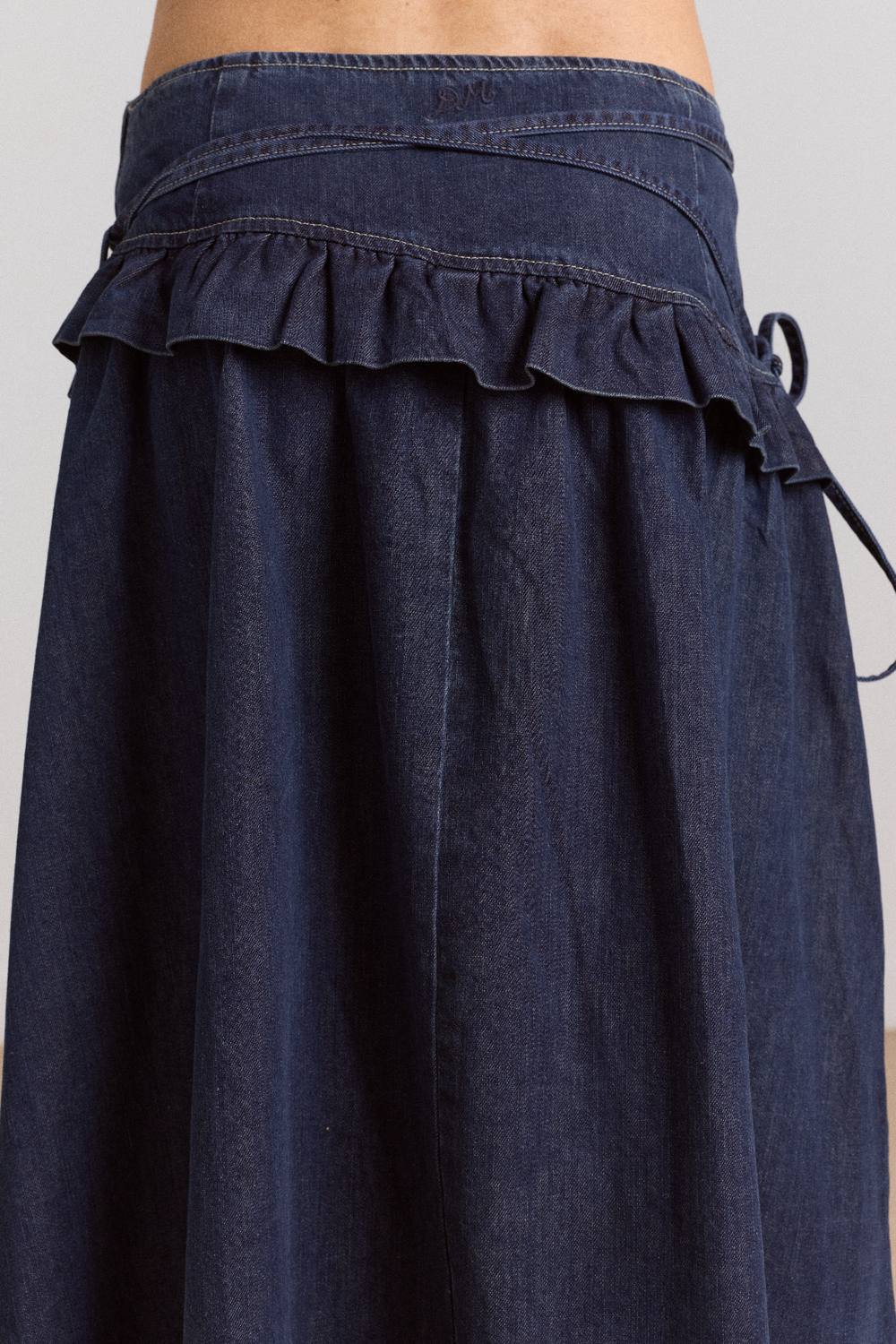Damson Madder | Bellamie Skirt Indigo - Asymmetrical Frill Denim