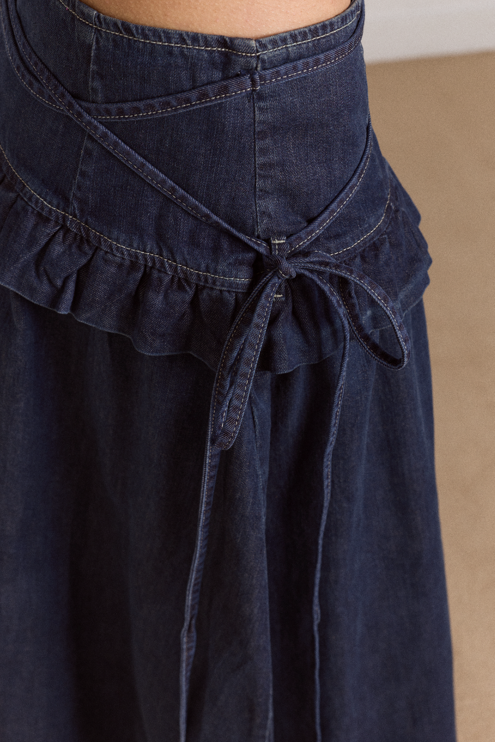 Damson Madder | Bellamie Skirt Indigo - Asymmetrical Frill Denim