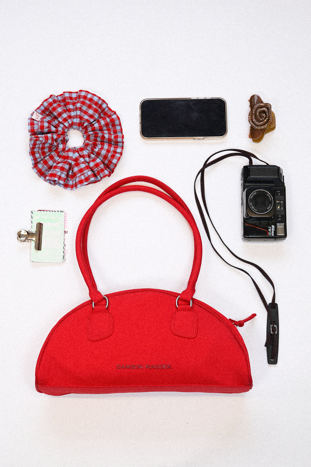 Damson Madder | Berta Bowler Bag - Crescent Red Shoulder Bag