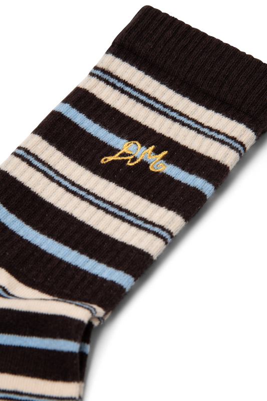 Socks Calf Length Sock Brown-Stripe