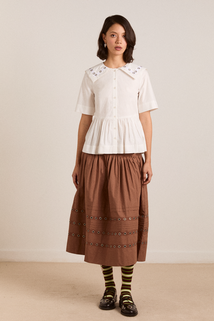 Damson Madder | Cyrus Eyelet Blouse - Oversized Collar