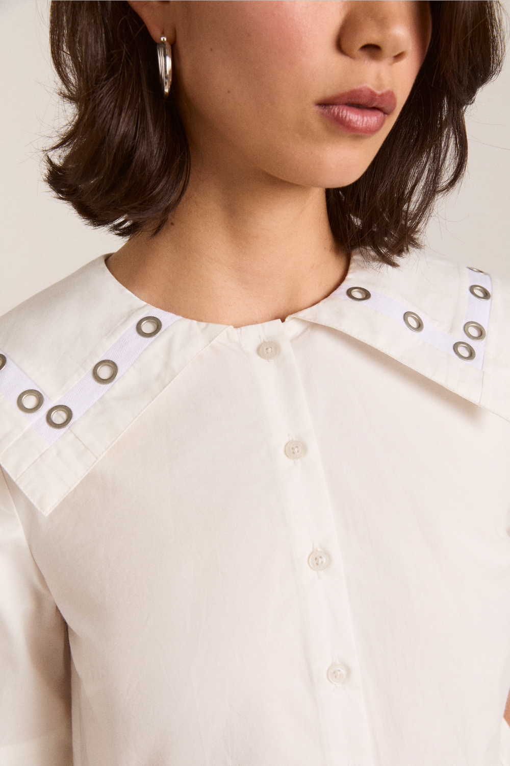 Damson Madder | Cyrus Eyelet Blouse - Oversized Collar
