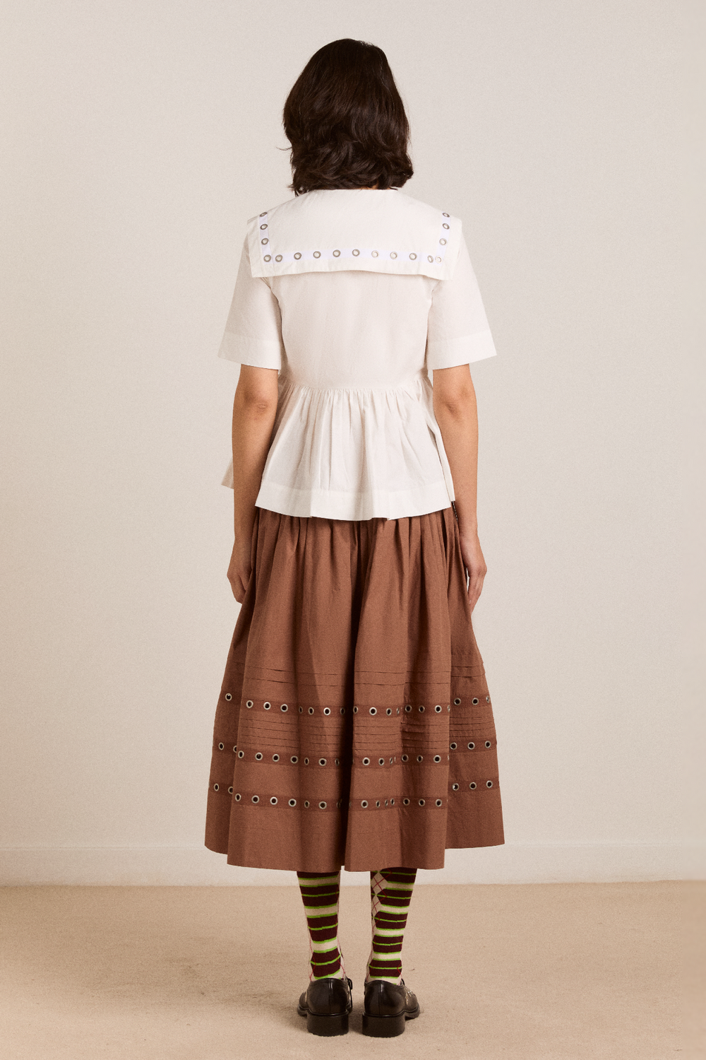 Damson Madder | Cyrus Eyelet Blouse - Oversized Collar