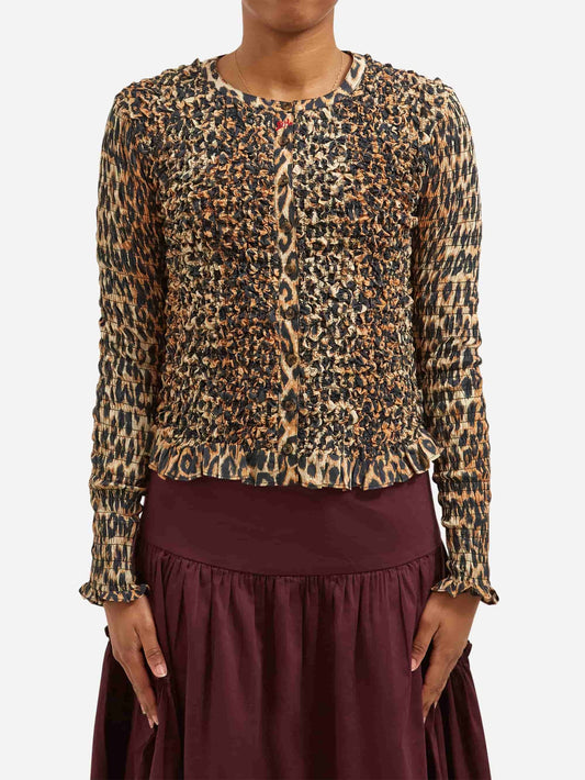 Damson Madder | Elliana Smock Leopard Cardigan - Organic Cotton