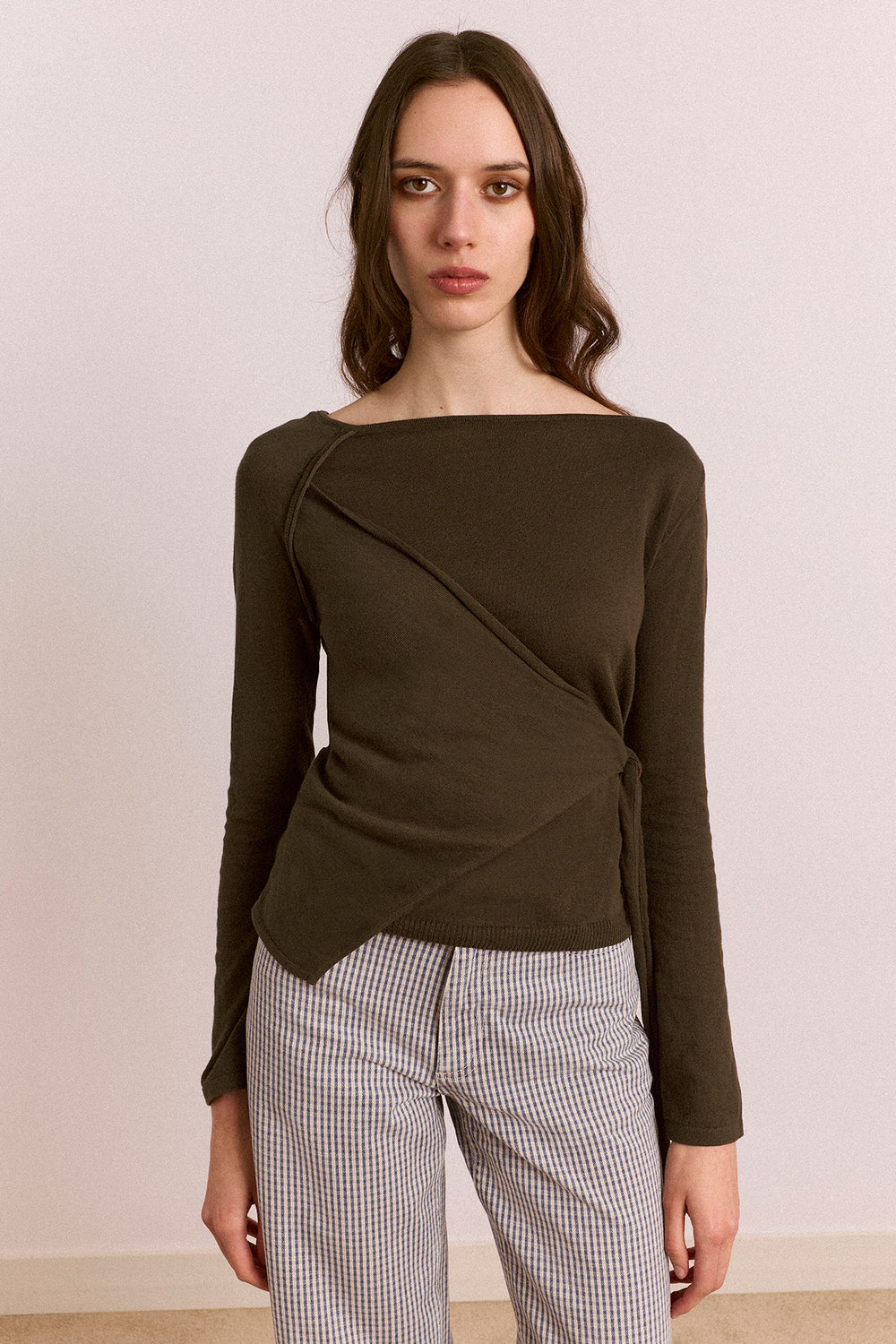 DAMSON MADDER-666 HANNIE SHEER TIE JUMPER-KHAKI_01.jpg