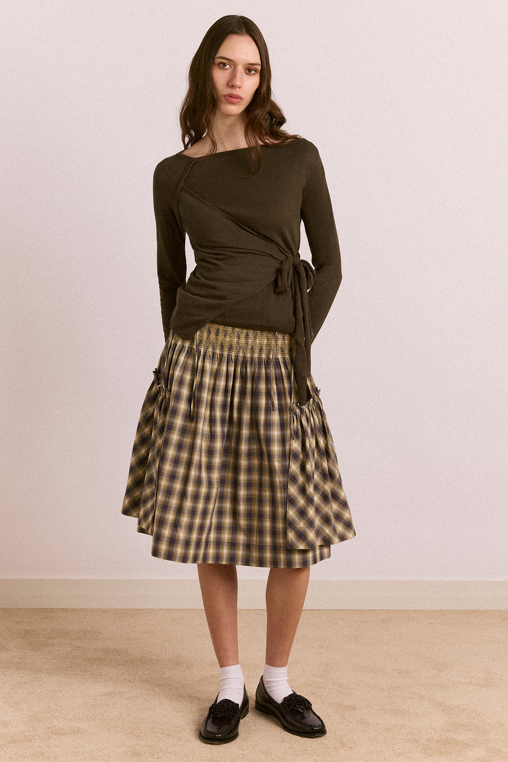 DAMSON MADDER-666 HANNIE SHEER TIE JUMPER-KHAKI_02.jpg
