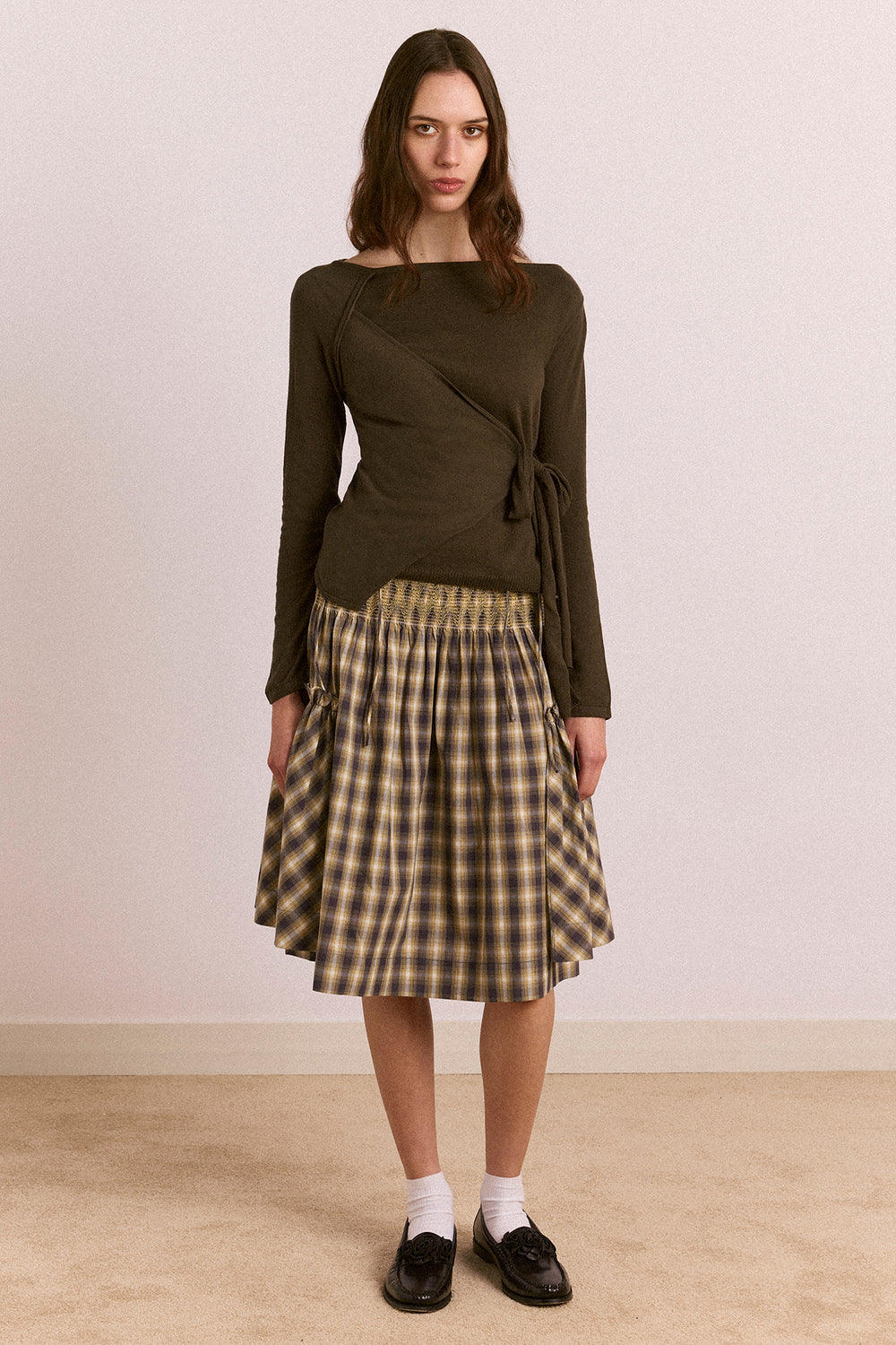 DAMSON MADDER-666 HANNIE SHEER TIE JUMPER-KHAKI_03.jpg