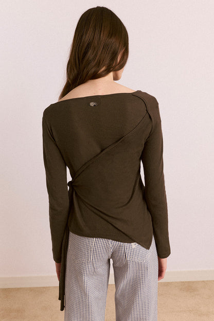 DAMSON MADDER-666 HANNIE SHEER TIE JUMPER-KHAKI_09.jpg