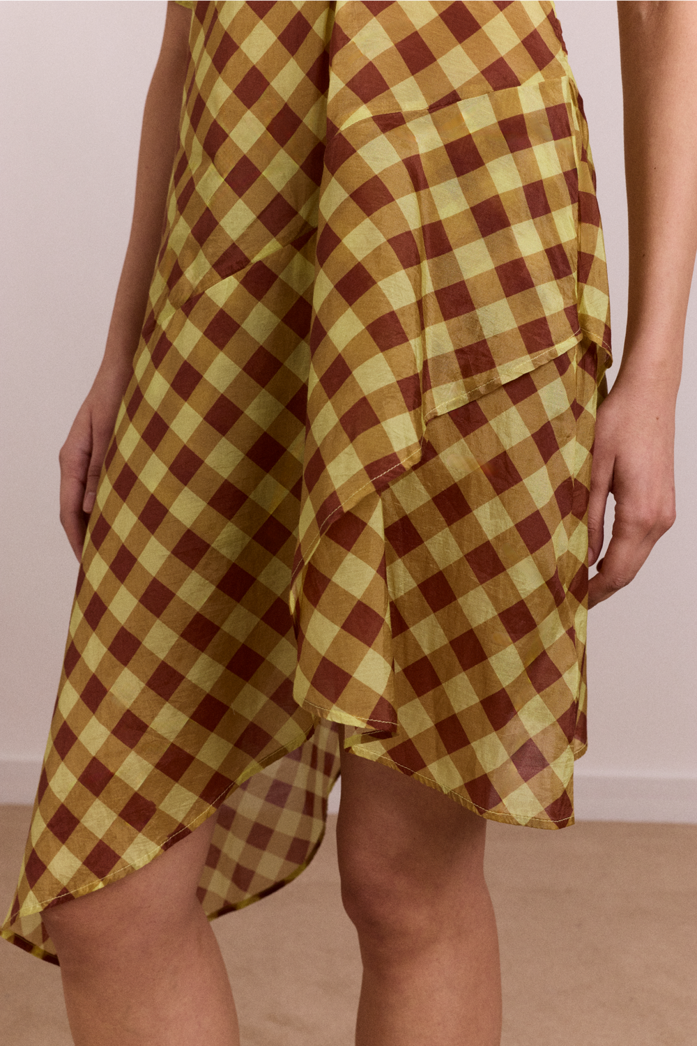DAMSON MADDER | Harmony Sheer Midi Dress - Asymmetric Hem