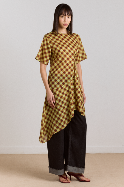 DAMSON MADDER | Harmony Sheer Midi Dress - Asymmetric Hem